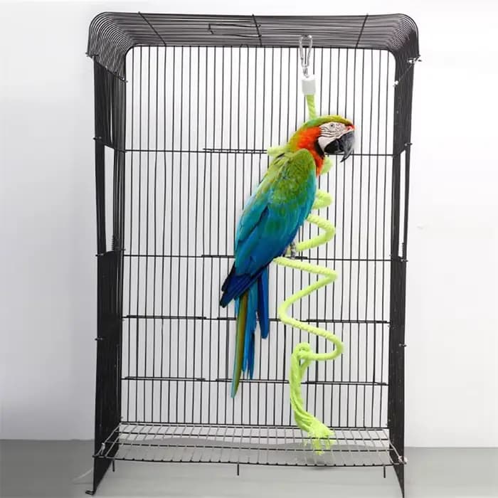 Jouet pour oiseaux en spirale, corde en coton, barre à mâcher, balançoire pour perroquet, jouets deb
