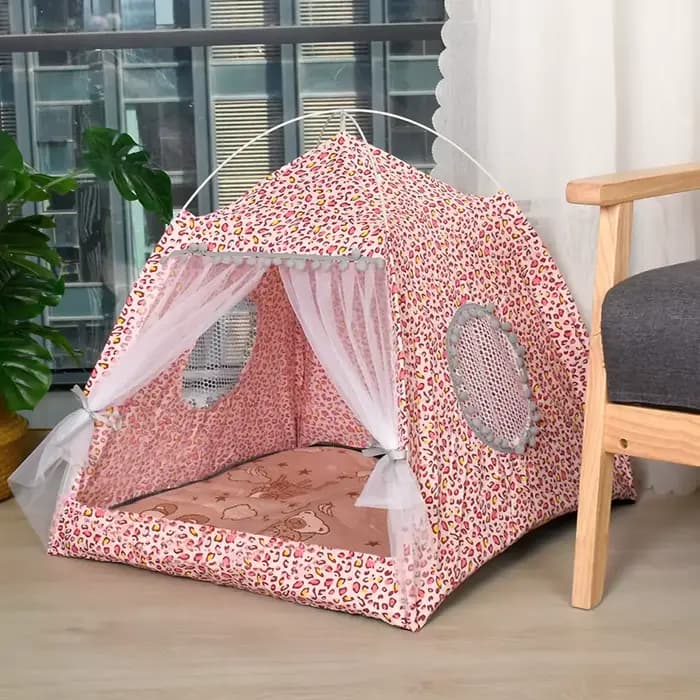 Tente à fleurs cassées pour chat, nid de célébrité d'internet Semi-fermé universel pour toutes les s