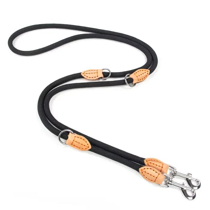Laisses doubles polyvalentes pour chiens de taille moyenne, 210cm, réglables et en Nylon, mains libr