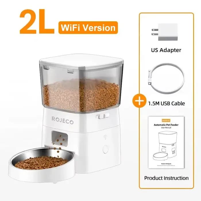ROJECO 2L mangeoire automatique pour chat WIFI distributeur de nourriture pour animaux de compagnie