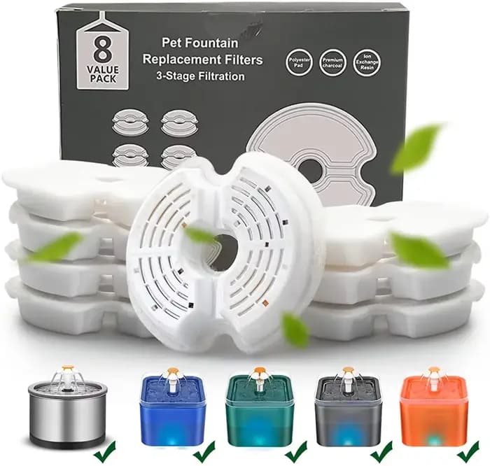 Fontaine d'eau filtres de remplacement au carbone pour fontaine à boire pour chat en acier inoxydabl