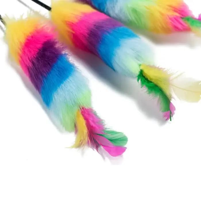 Baguette de teaser en plumes colorées, bâton de teaser de jouet de chat drôle, jouets interactifs po