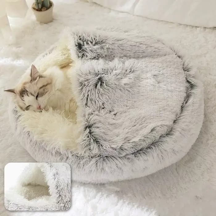 Lit rond en peluche pour chat, matelas pour animaux de compagnie, panier chaud, doux et confortable,