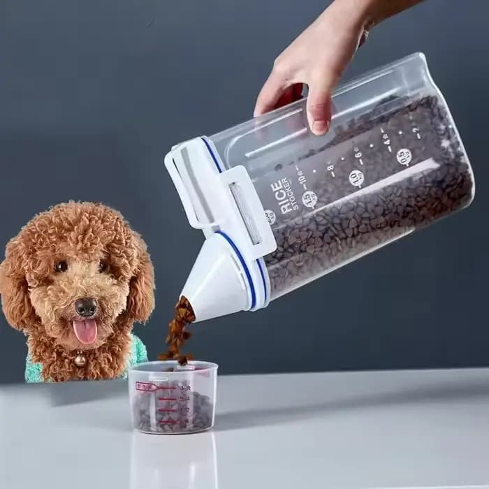 Seau de nourriture pour chiens et chats, réservoir de stockage en plastique avec tasse à mesurer, po
