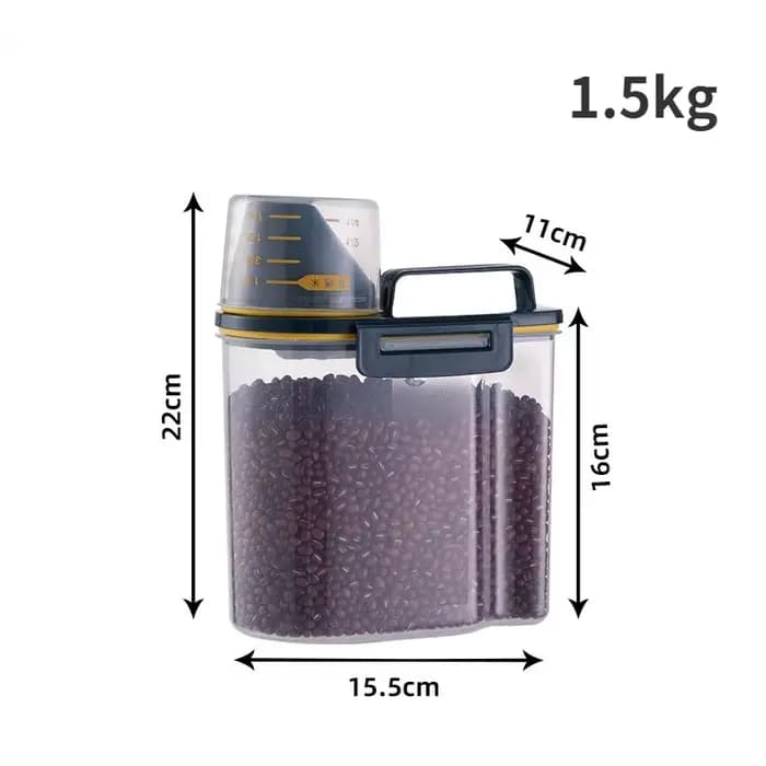 Seau de nourriture pour chien et chat, réservoir de stockage en plastique avec tasse à mesurer, pot