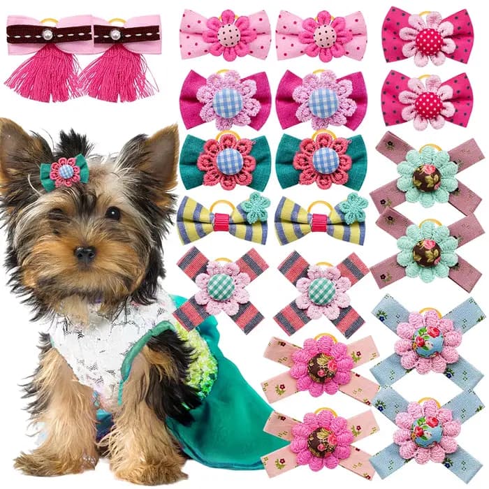 Accessoires de toilettage colorés pour animaux de compagnie, nœuds en caoutchouc, nœud papillon, fle