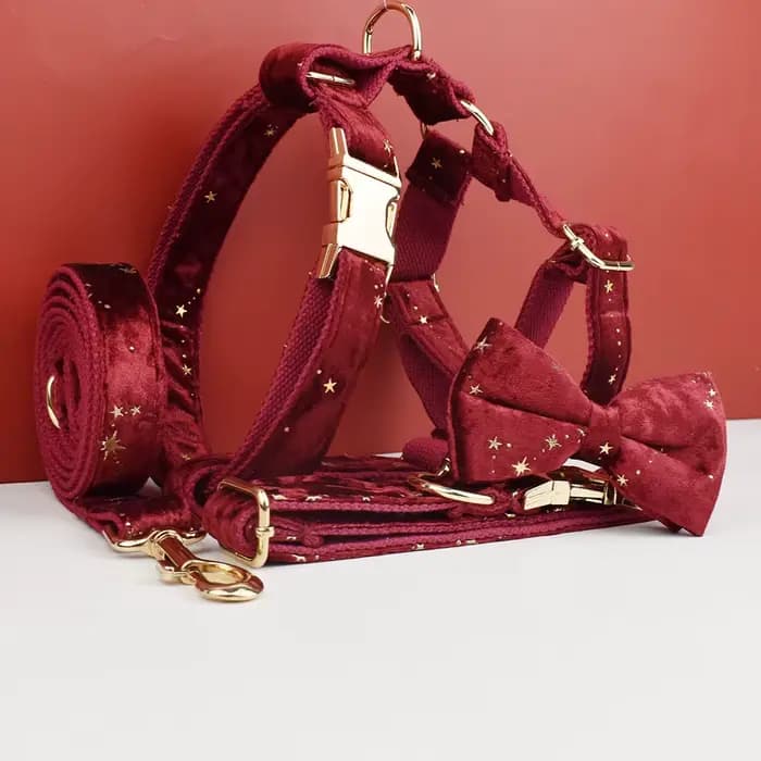 Accessoires de luxe pour animaux de compagnie, design personnalisé, logo, collier, laisse et harnais