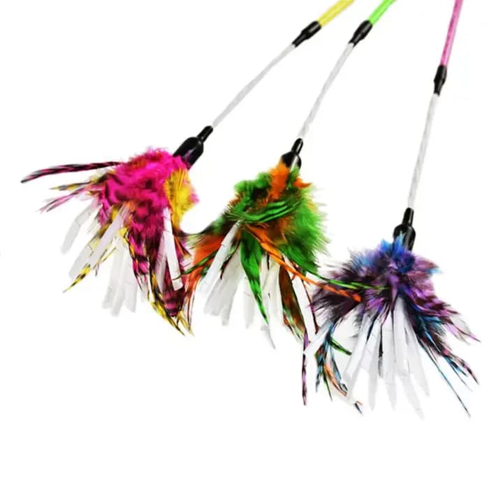 Jouet en Spirale avec Plumes Colorées pour Chat, Bâton Durable pour Animaux de Compagnie, Baguette d