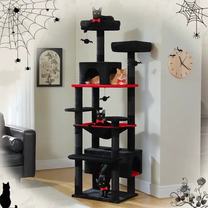Grand arbre et tour pour chats d'intérieur, avec postes à gratter recouvertes de Sisal, hamac spacie