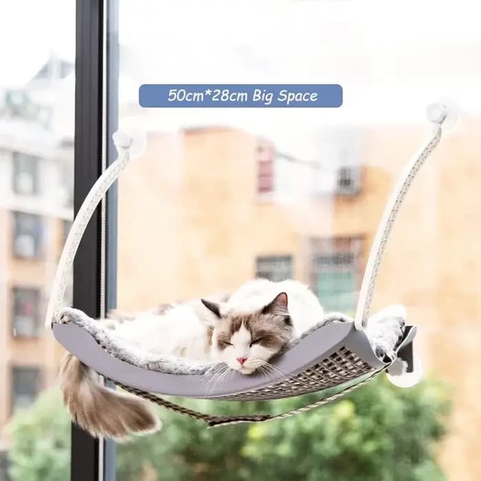 Lit hamac pour chat, confortable et amovible, coussin de bain de soleil en polaire arctique avec ven