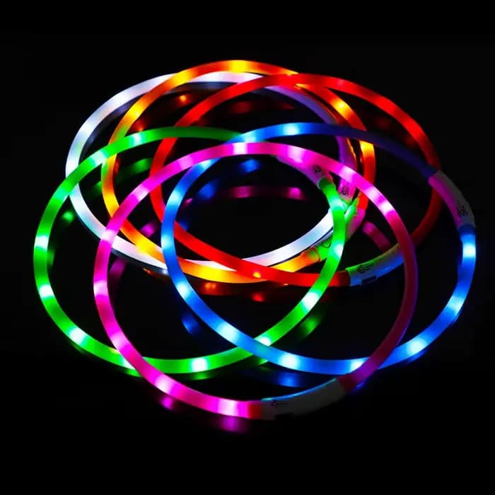 Collier de chien LED en Silicone, Rechargeable, 3 modes de fonctionnement, plus plus léger, plus dou