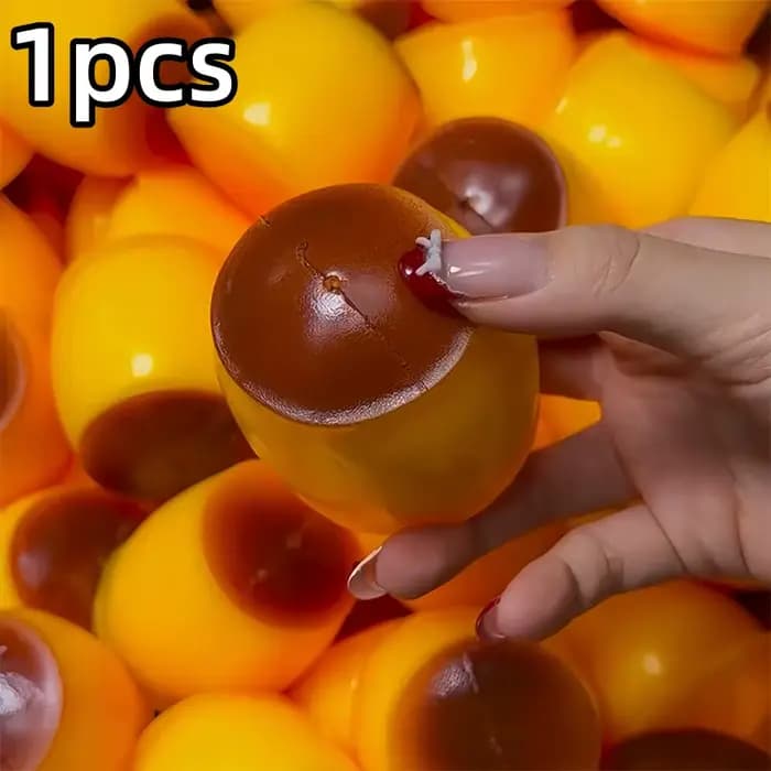 Jouet Squishy Créatif en Forme de Pudding au Caramel, Jouet Anti-Stress à Presser sans Rebond avec R