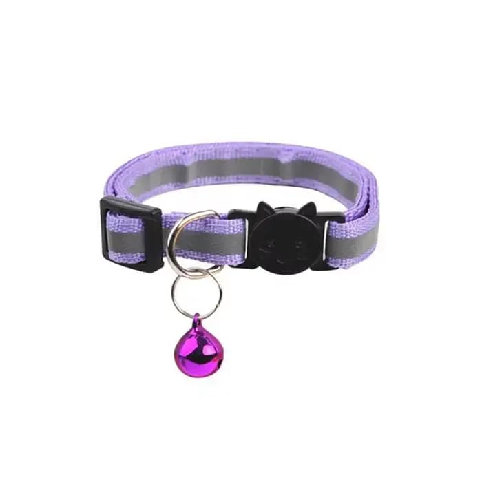 Collier réfléchissant pour chat avec clochette, motif tête de chat de dessin animé, boucle de sécuri