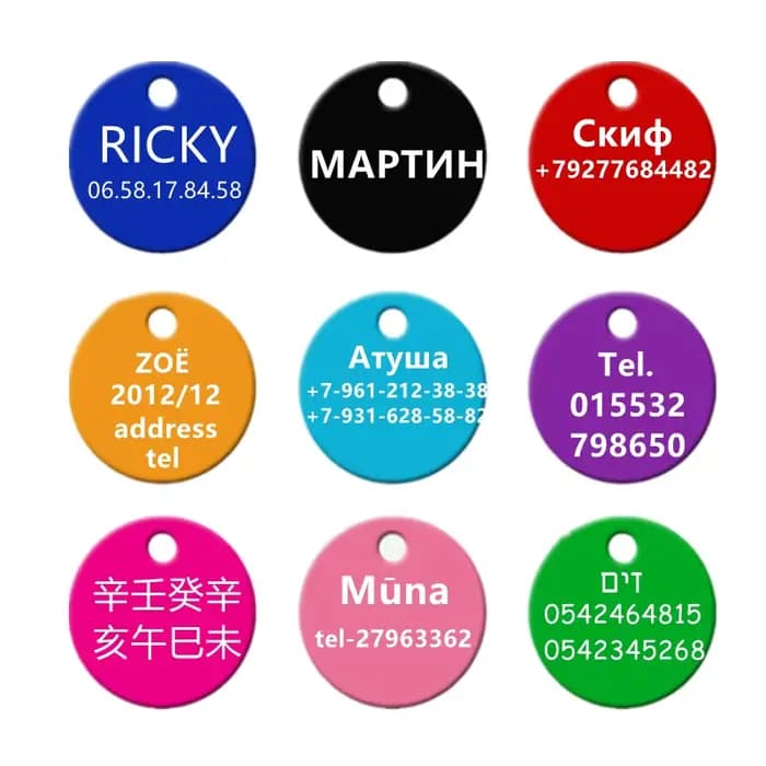 Étiquette d'identification pour chien et chat, gravure Laser gratuite, pendentif avec nom de chiot,