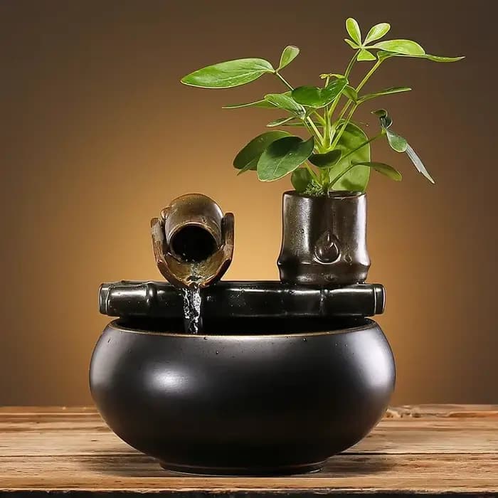 Fontaine d'eau en céramique pour animaux de compagnie, décor d'intérieur, abreuvoir Zen pour chat, c