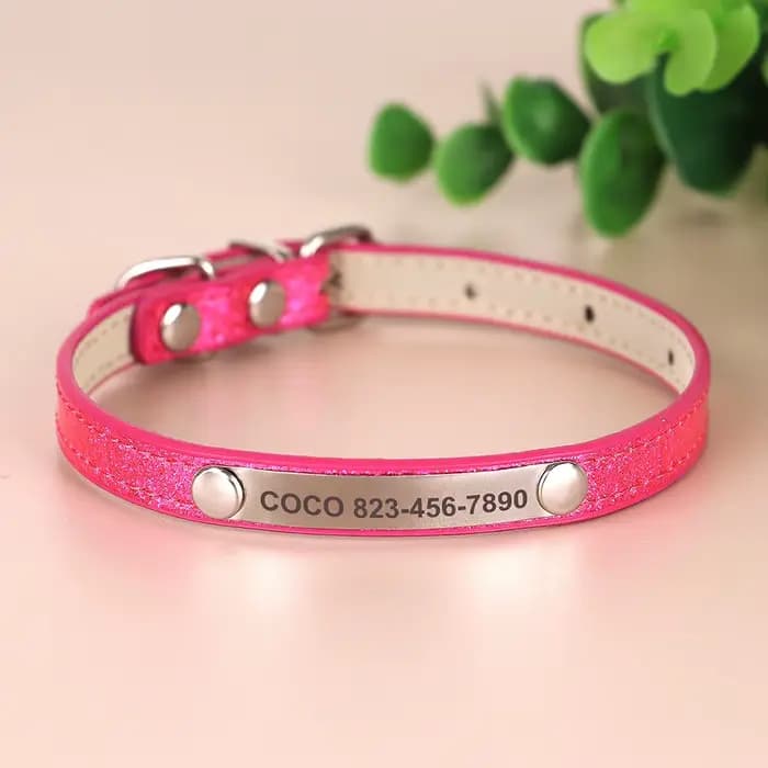 Collier de chat personnalisé en cuir scintillant colliers de chat de compagnie personnalisé sculpté