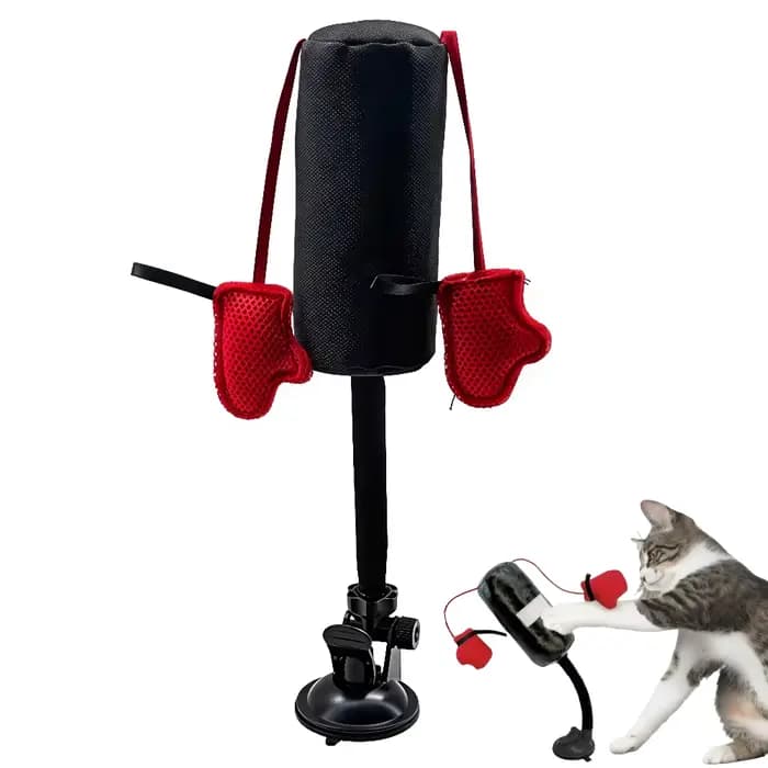 Sac de boxe pour chat, jouets d'intérieur pour adultes, gants de boxe, ventouse, jeu de chat oscilla