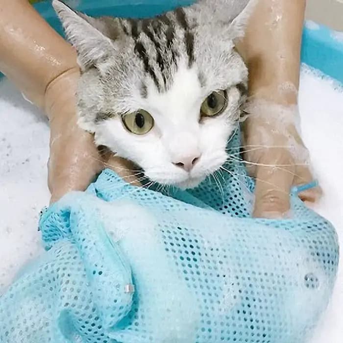 Sac de douche de toilettage pour chat, sacs en maille de lavage en Polyester, sac de retenue réglabl
