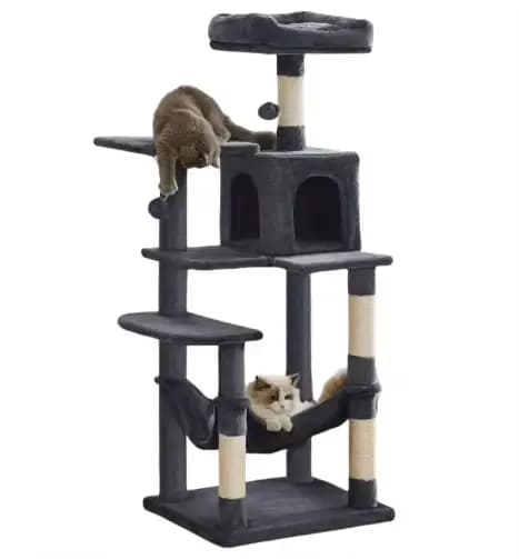 Feandrea rose grands arbres à chat multi-niveaux et grattoir avec hamac tour d'arbre à chat en bois