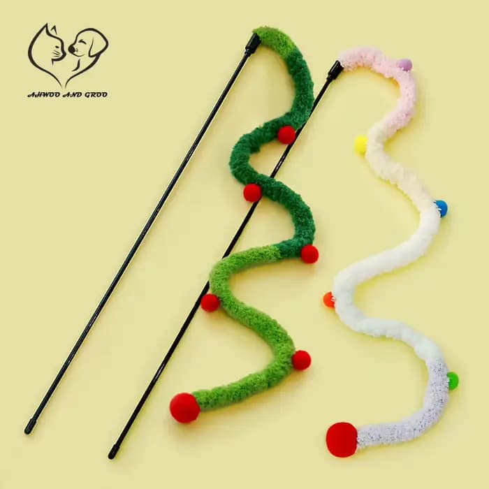 Jouet pour chat plume chat Teaser baguette chat jouets interactifs drôle chenille tige colorée boule