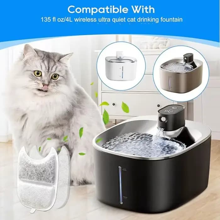 Paquet de 8 filtres + éponges filtre de fontaine d'eau pour animaux de compagnie de remplacement pou