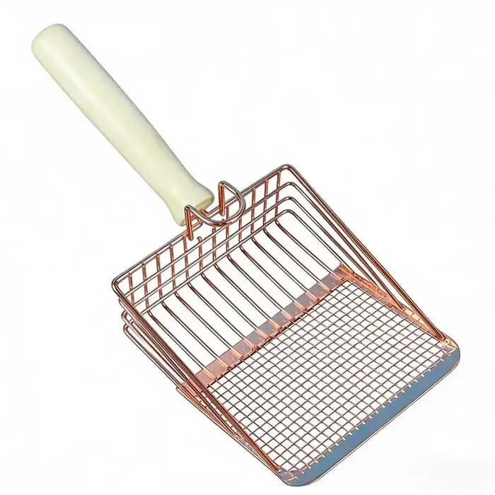 Pelle à litière pour chats en acier inoxydable avec manche en bois – Conception facile à nettoyer po