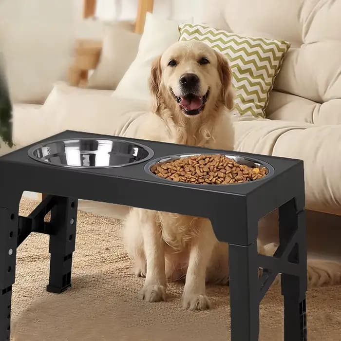 BOOTEELY-Mangeoire surélevée pour chien, support réglable, double bols en acier inoxydable, nourritu