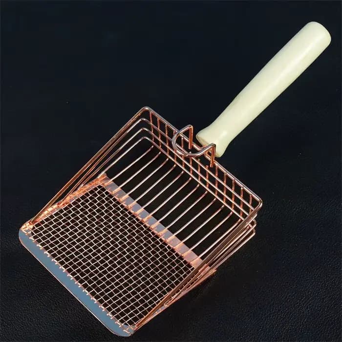 Pelle à litière pour chat, manche en bois en acier inoxydable, facile à rouiller, lavable, cuillère