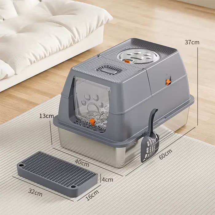 Bac à sable autonettoyant en acier inoxydable pour chat, bac à litière pour animaux de compagnie, ch