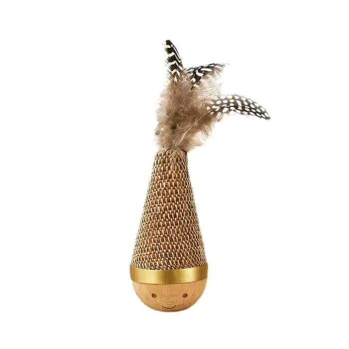 Jouet pour chat en sisal Roly Poly avec plume sur le dessus, jouet interactif pour chatons, pour les
