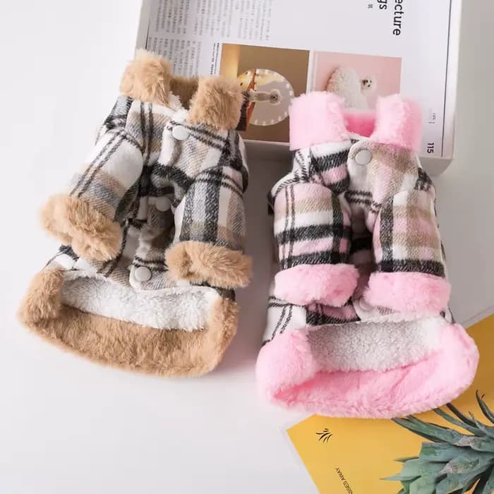 Veste d'hiver pour animaux de compagnie, vêtements chauds à grille pour petits chiens avec col en fo