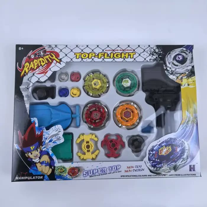 Ensemble de combat multijoueur SPINNING TOP 4D Metal Fusion, comprenant 2 lanceurs et 4 toupies – le