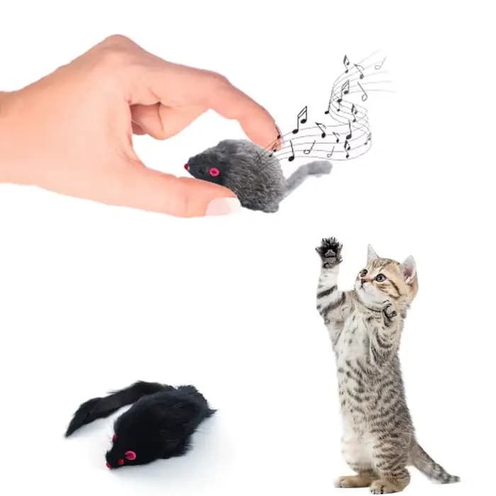 5/10 pièces faux souris chat jouet souris à queue de cheveux longs avec son en peluche souris douce
