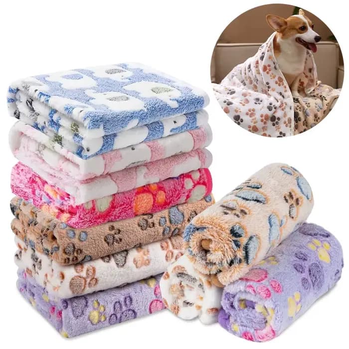 Couverture en Polymères à Motif de Pattes/Éléphant pour Chien et Chat, Lit de Voyage Chaud et Confor