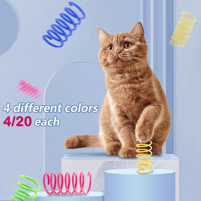 16/32/80 pièces chat printemps jouets coloré chaton bobine spirale ressorts jouet Durable en plastiq