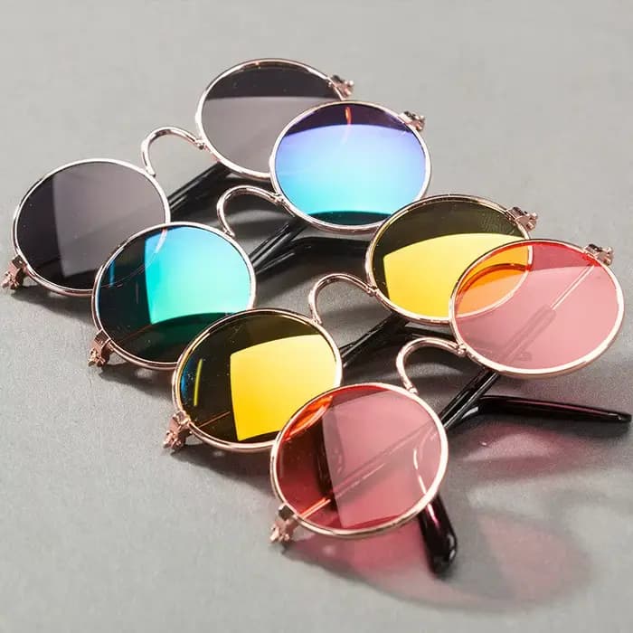 Jolies lunettes de soleil rondes Vintage pour animaux de compagnie, lunettes réfléchissantes pour pe