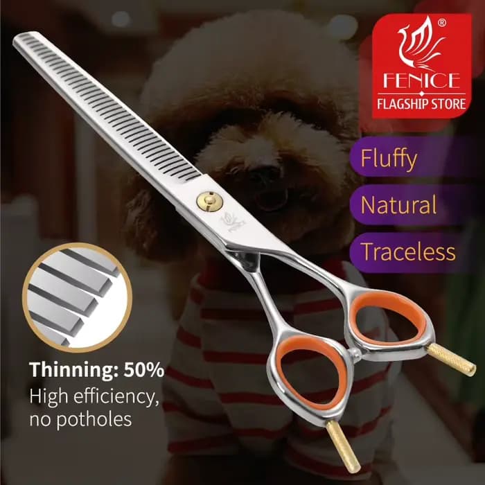 Fenice professionnel 7.0 pouces ciseaux de toilettage pour animaux de compagnie moelleux sans trace