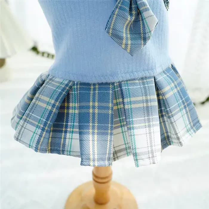 Robe pour chien de style collégial pour petits chiens, jupe à carreaux, rose, bleu, vert, vêtements