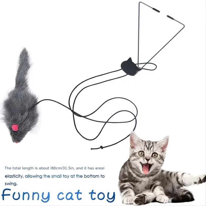 Jouet interactif suspendu à la porte pour chat, avec souris noire, entretoyez et exercez votre jouet