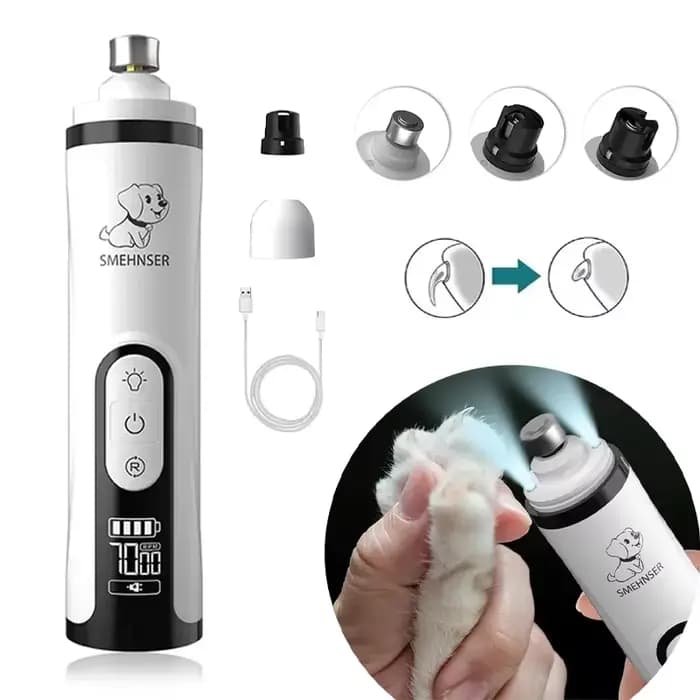 Lime à ongles électrique pour animaux de compagnie avec lumière LED, coupe-ongles pour chats et chie