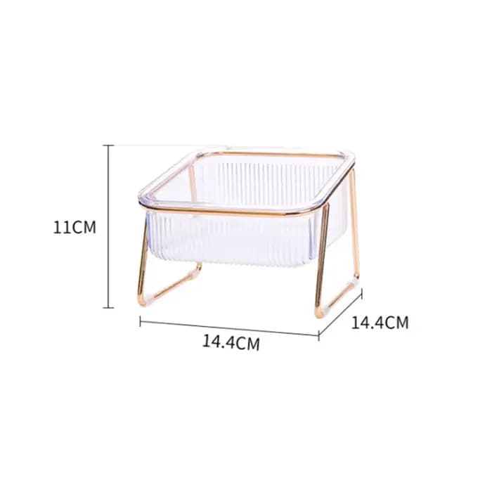 Double bol Transparent pour animaux de compagnie, pied haut, bol pour chat, boisson, eau, nourriture
