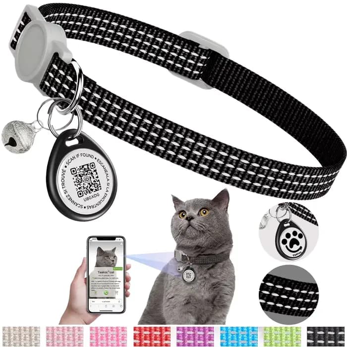 Collier pour chat avec code QR anti-perte et étiquette nominative, collier détachable pour chaton, a