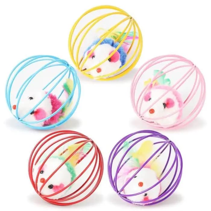 Jouet de chat de souris colorée populaire dans la Cage dans le jouet interactif de souris de chat de