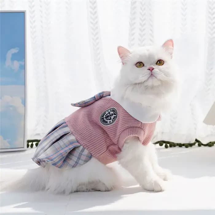 Robe pour chien de style collégial pour petits chiens, jupe à carreaux, rose, bleu, vert, vêtements