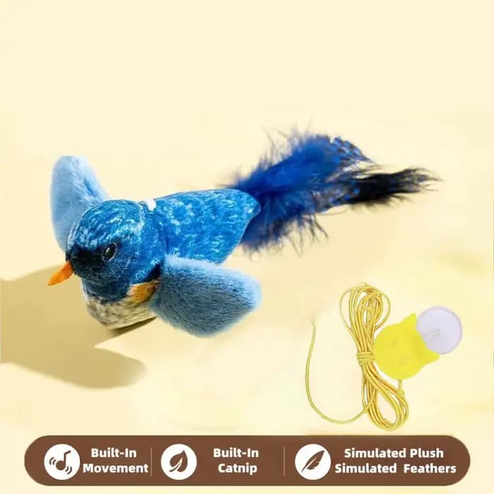 Jouets pour chats d'intérieur, jouet interactif pour chaton, son d'oiseau réaliste contenant des mat