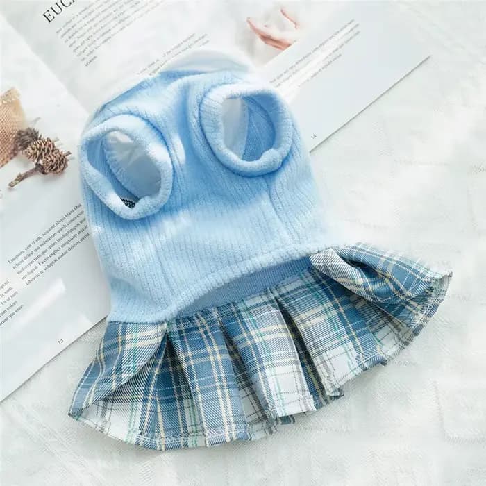 Robe pour chien de style collégial pour petits chiens, jupe à carreaux, rose, bleu, vert, vêtements
