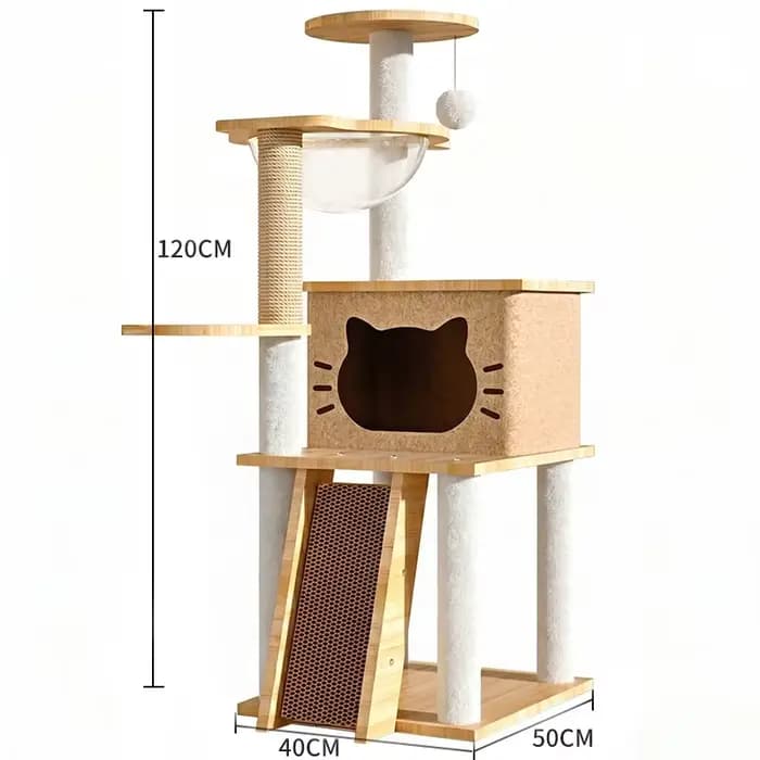 Arbre à chat avec poteaux à gratter, hamac et balle de jeu - Meuble pour chat à plusieurs niveaux po