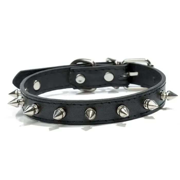 Collier en cuir coloré et réglable pour chat et chien, orné de clous, élégant et tendance, pour chio