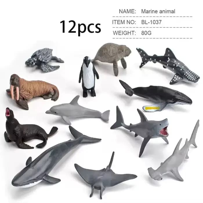 Mini jouets de simulation de la vie marine, 10/12 pièces, modèles réalistes d'animaux marins, requin
