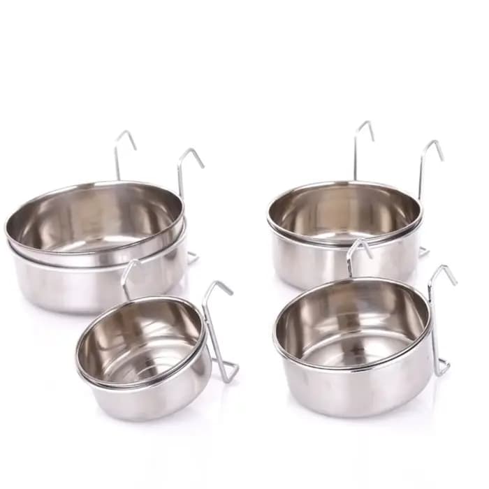 Cage de cintre pour chat, tasse en acier inoxydable, outils d'alimentation pour animaux de compagnie